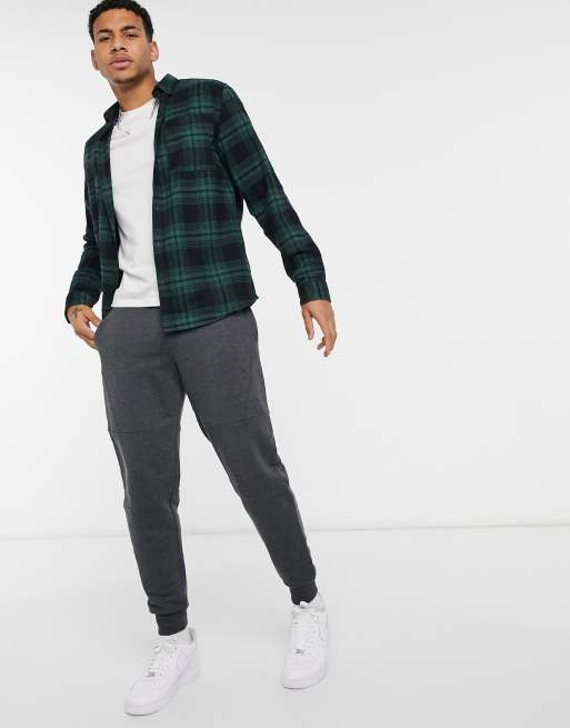 Plaid shirt clearance with joggers