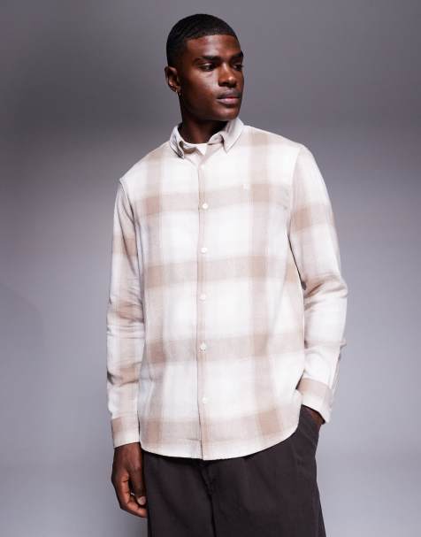 River Island check shirt in stone - view 1