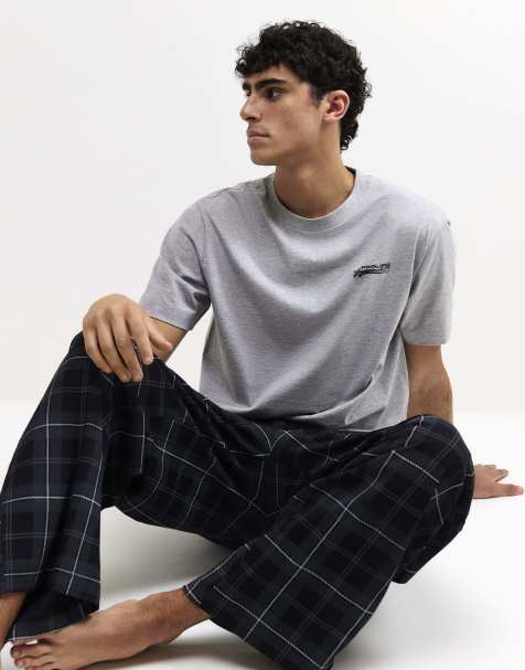 River Island Check trousers loungewear set in grey - view 1