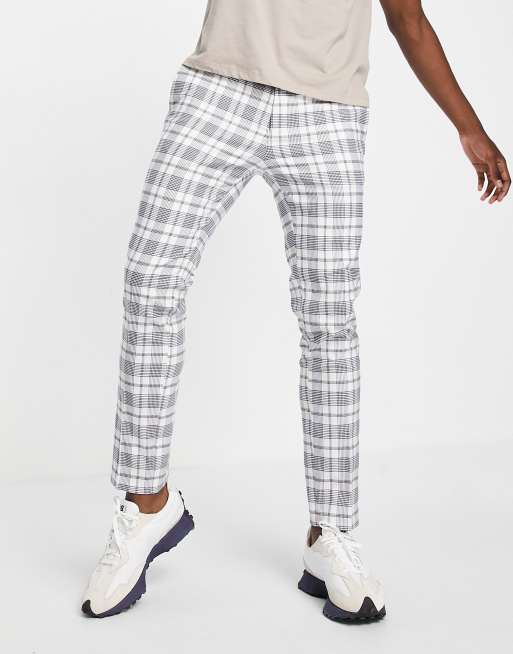 River island mens check hot sale trousers