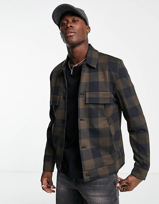 River Island - check western overshirt in green