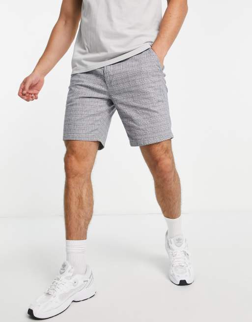 River Island Checked Chino Shorts In Gray