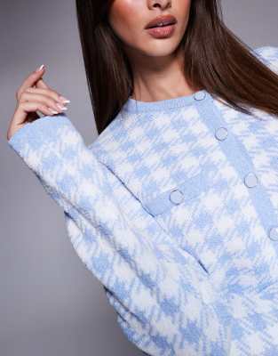 RIVER ISLAND CHECKED CROPPED CARDIGAN 