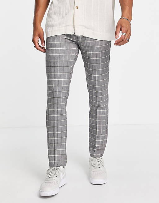 River Island checked jogger in grey