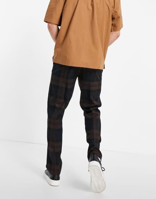 River Island checked pants in brown and navy, 4 of 4
