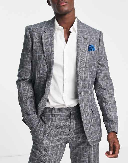 Gray plaid suit jacket sale