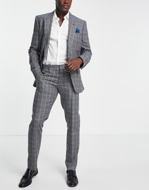 Grey suit with lines clearance