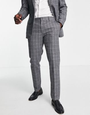 River Island checked suit trousers in grey