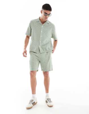 checkerboard shorts in green - part of a set