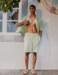 [River Island] River Island checkerboard shorts in green (part of a set) L GREEN