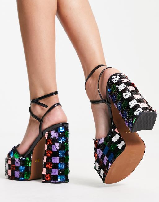 Multi color sequin outlet heels