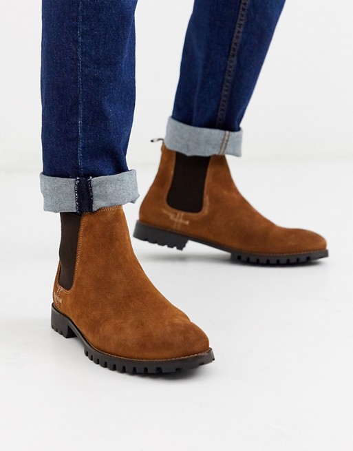 River Island chelsea boot with chunky sole in brown | ASOS