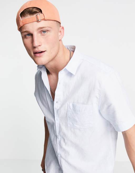 River Island - Chemise  à manches courtes en lin - Bleu, 3 de 4