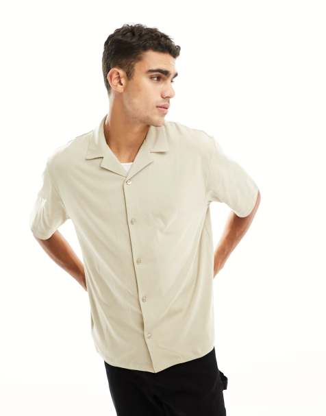 River Island - Chemise à revers en jersey - Taupe - view 1