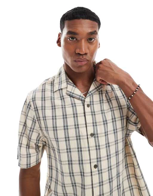 River Island - Chemise avec col à revers et carreaux - Taupe, 2 de 4