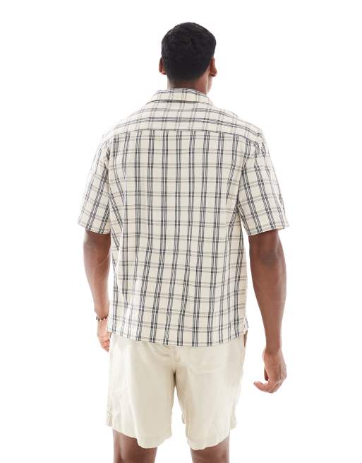 River Island - Chemise avec col à revers et carreaux - Taupe, 4 de 4