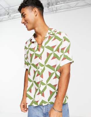 Chemise Homme Slim River Island - Imprimé Floral Gris Clair - Taille XS - Neuf Avec étiquette