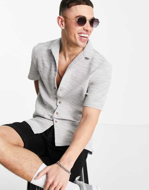 River Island - Chemise Oxford stretch à manches courtes - Blanc | ASOS