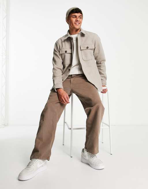 River Island - Chemise en flanelle à manches longues - Taupe, 4 de 4