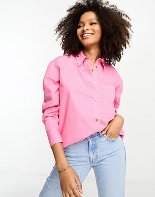 River Island poplin shirt in pink - ASOS Price Checker