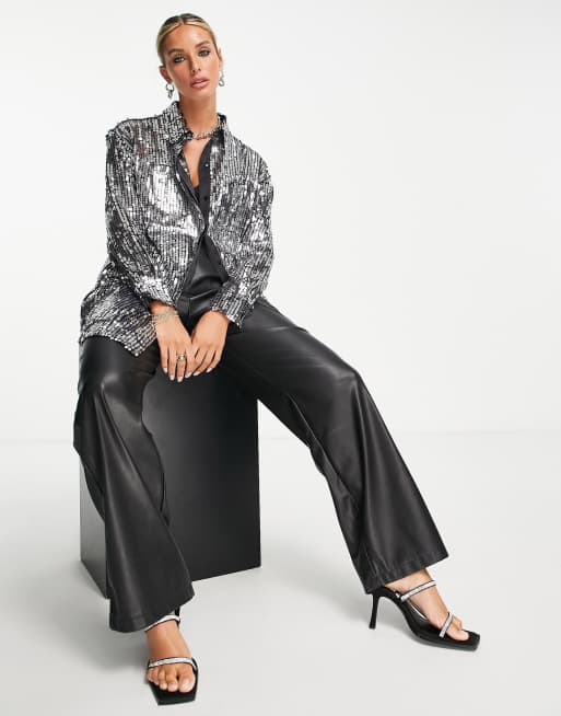 River Island - Chemise oversize ornée de sequins - Argenté, 2 de 4