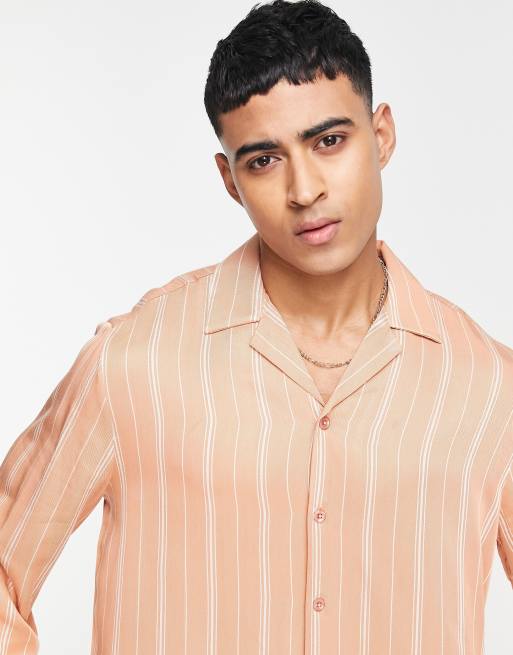 River Island - Chemise près du corps rayée avec manches longues et col à revers - Rose, 3 de 4