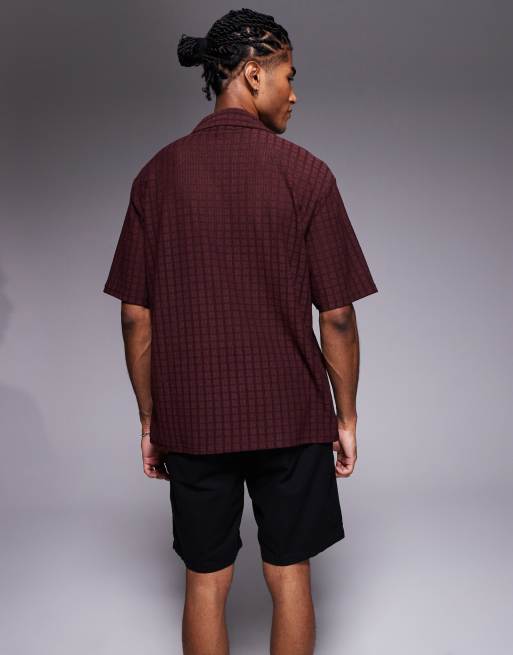 River Island - Chemise texturée avec col à revers - Bordeaux, 4 de 4