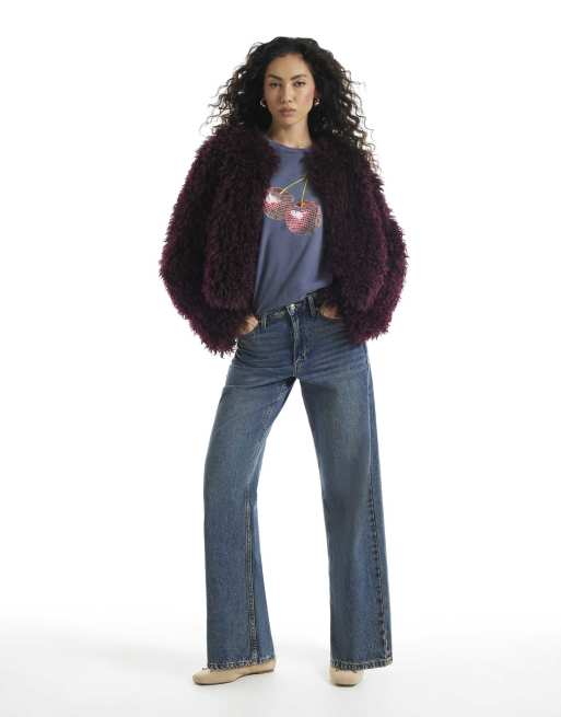River Island Cherry embellished t-shirt in navy, 2 of 4