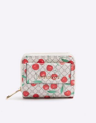 River Island Cherry flap front purse in beige - light - ASOS Price Checker