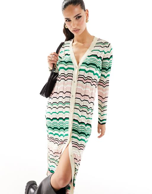 River Island chevron knit maxi cardigan in green - part of a set, 4 of 4