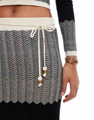 River Island Chevron Knit Skirt In Black