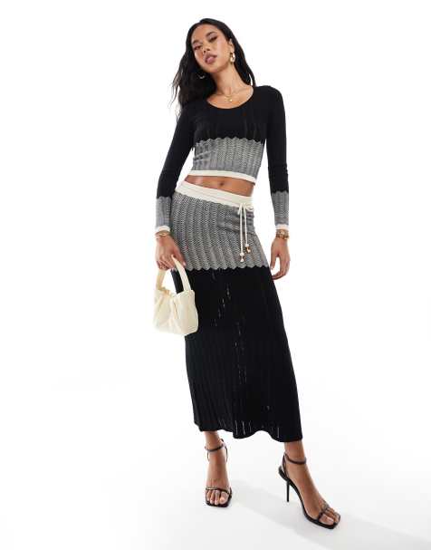 River Island chevron knit vest co-ord in black - view 1
