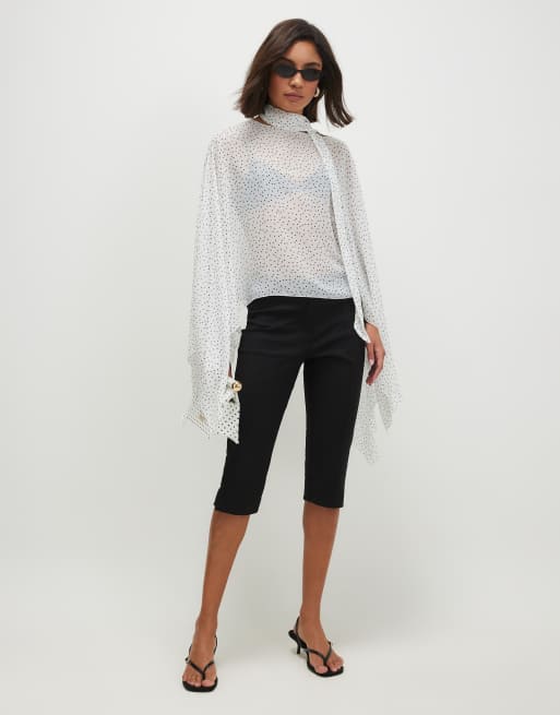 River Island Chiffon polka dot scarf cape in white, 3 of 4