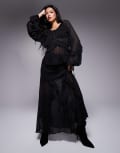 [River Island] River Island chiffon ruffle maxi skirt in black 6 BLACK
