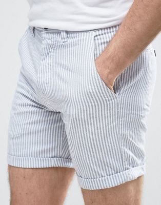 blue white striped shorts