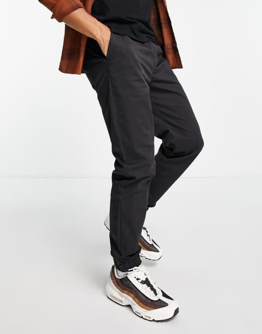 River Island - Chino's met aansluitende boorden in zwarte wassing