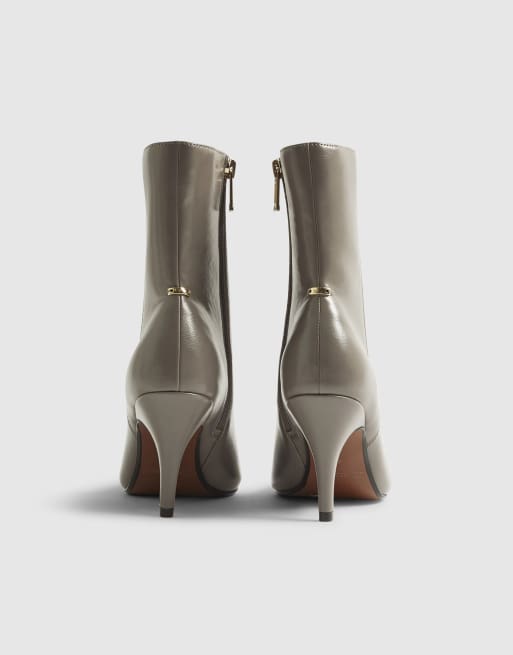 River Island Chisel toe heeled ankle boots in grey light ASOS
