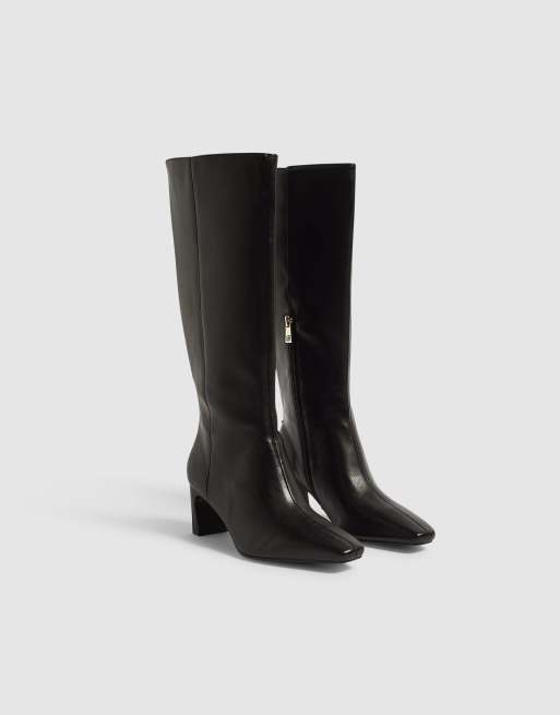 River Island Chisel toe high leg boots in black, 2 of 4