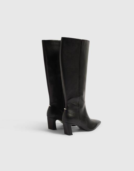 River Island Chisel toe high leg boots in black, 4 of 4