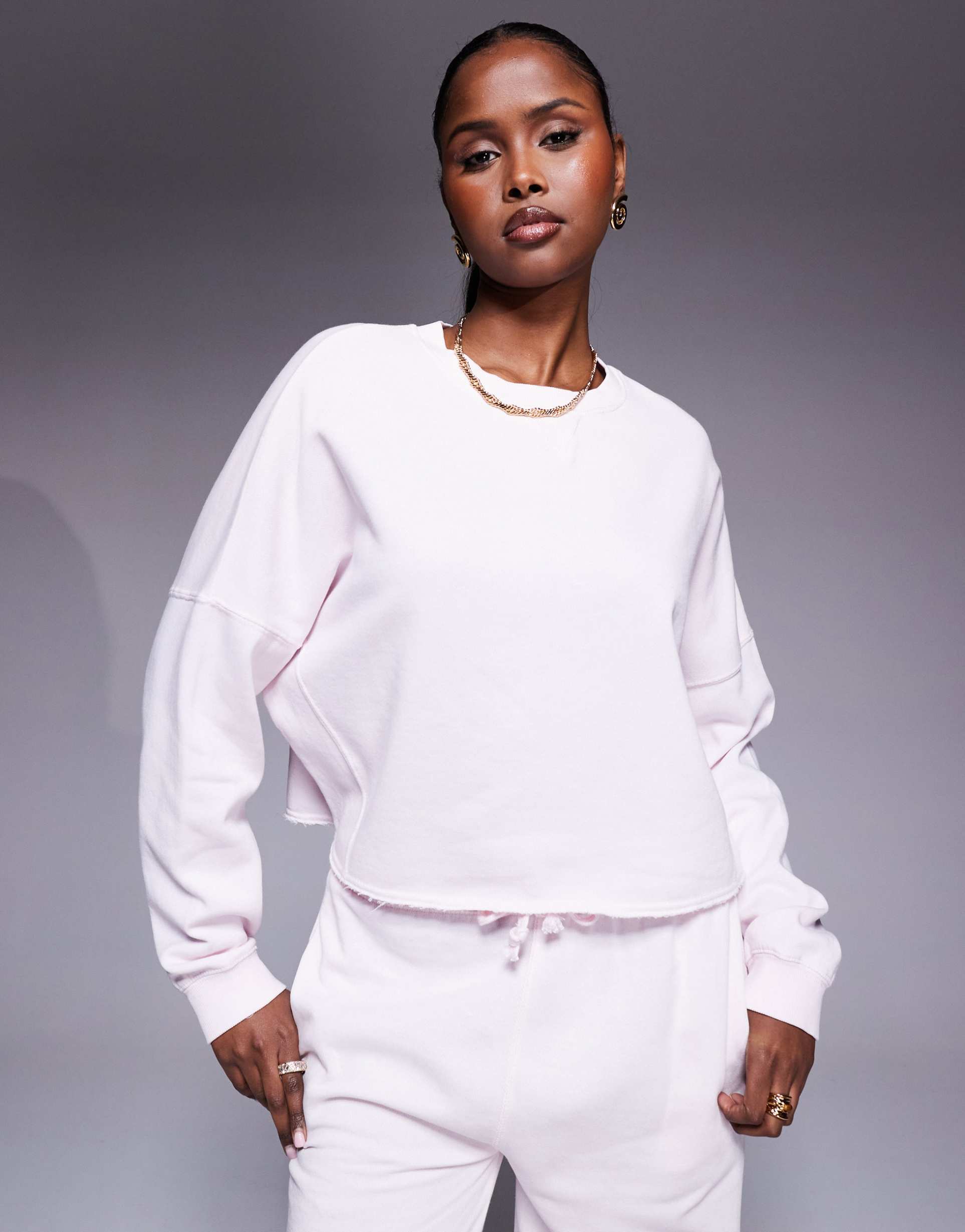 river island chopped sweatshirt light pink