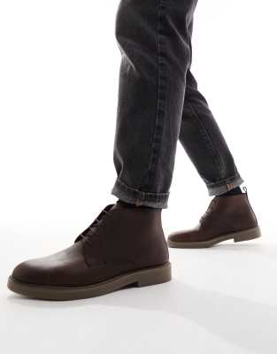 River Island Chukka Boots In Dark Brown