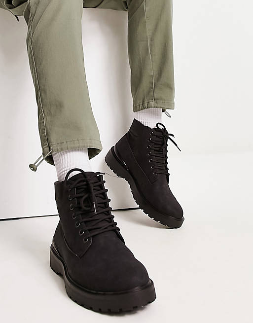 River Island chunky boots in black | ASOS