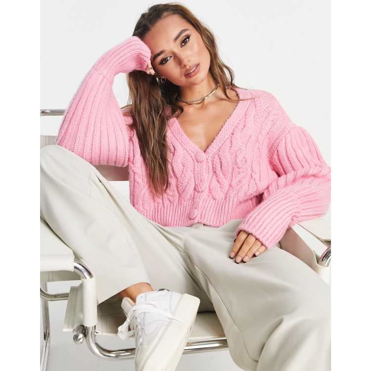 Lyric Cropped Cardigan Pink