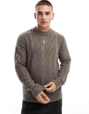 River Island River Island chunky cable knit jumper in stone-Neutral