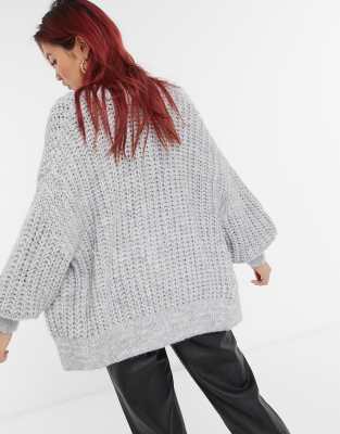 chunky gray cardigan