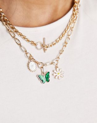 River Island chunky chain necklace with summer charms
