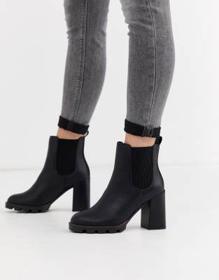 black cleated chelsea boots