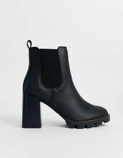 Chunky cleated cheap heel boots