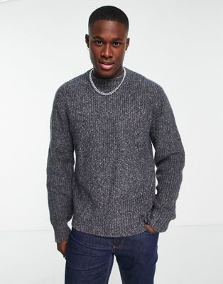 River Island chunky crew neck jumper in grey