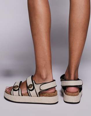 River Island Chunky Dad Sandals In Neutral
